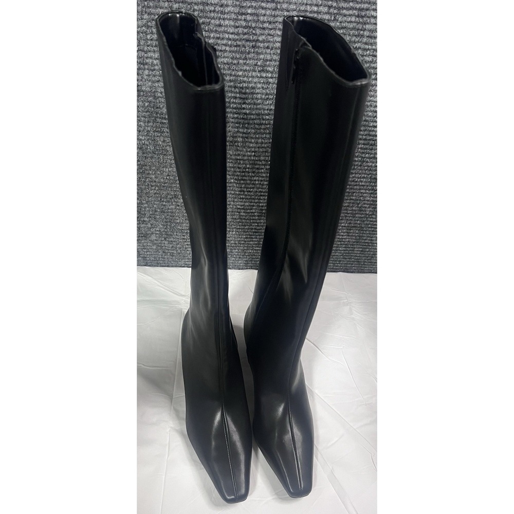 INC International Concepts Black Knee High Kitten Heel Zip Pointed Toe Women's,6